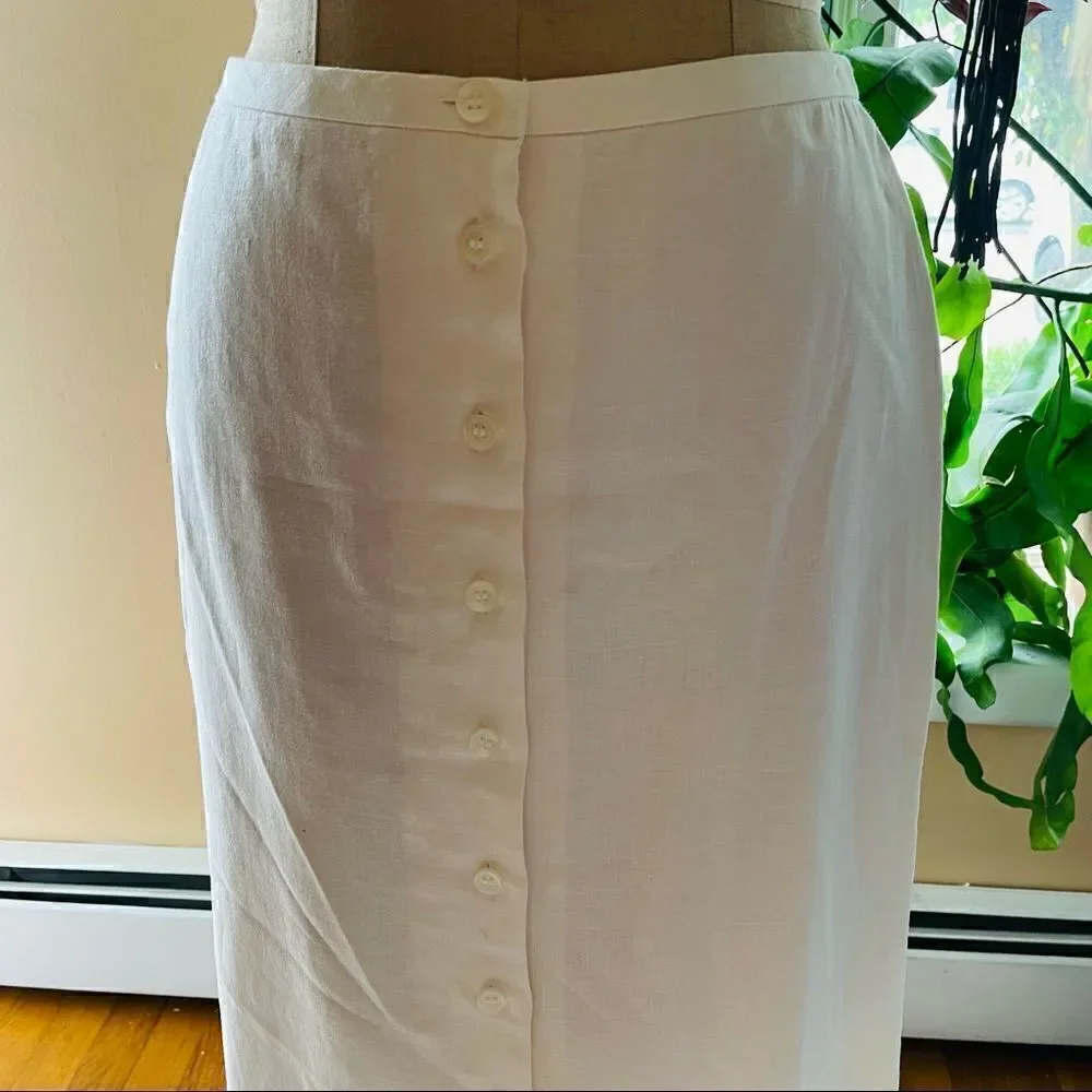 LOFT | long linen embroidered bottom skirt 2P - Picture 6 of 7